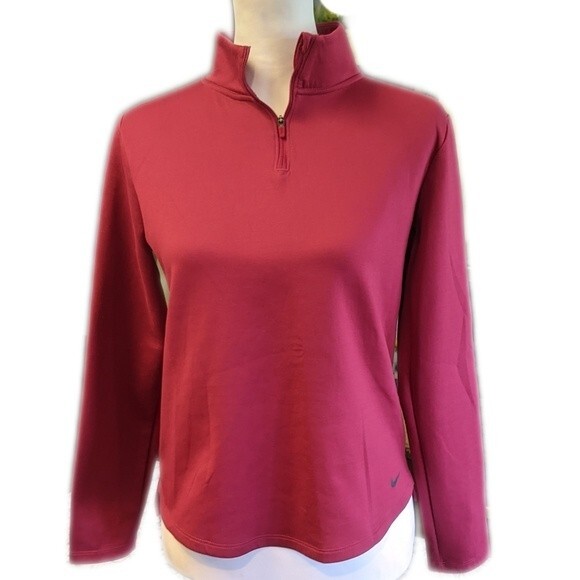 Nike Therma Fit rich red quarter zip sweatshirt, black check ✔️ logo, S - Picture 1 of 7